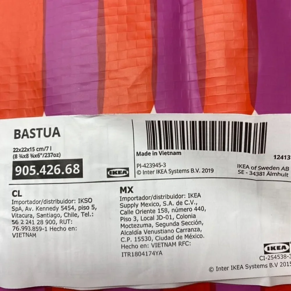 Ikea x Marimekko BASTUA Shopping Lunch Bag Pink Dual Handles